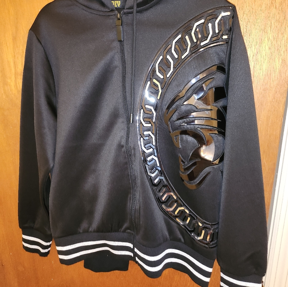 B REY Track suit, Black, white and silver, Size Small